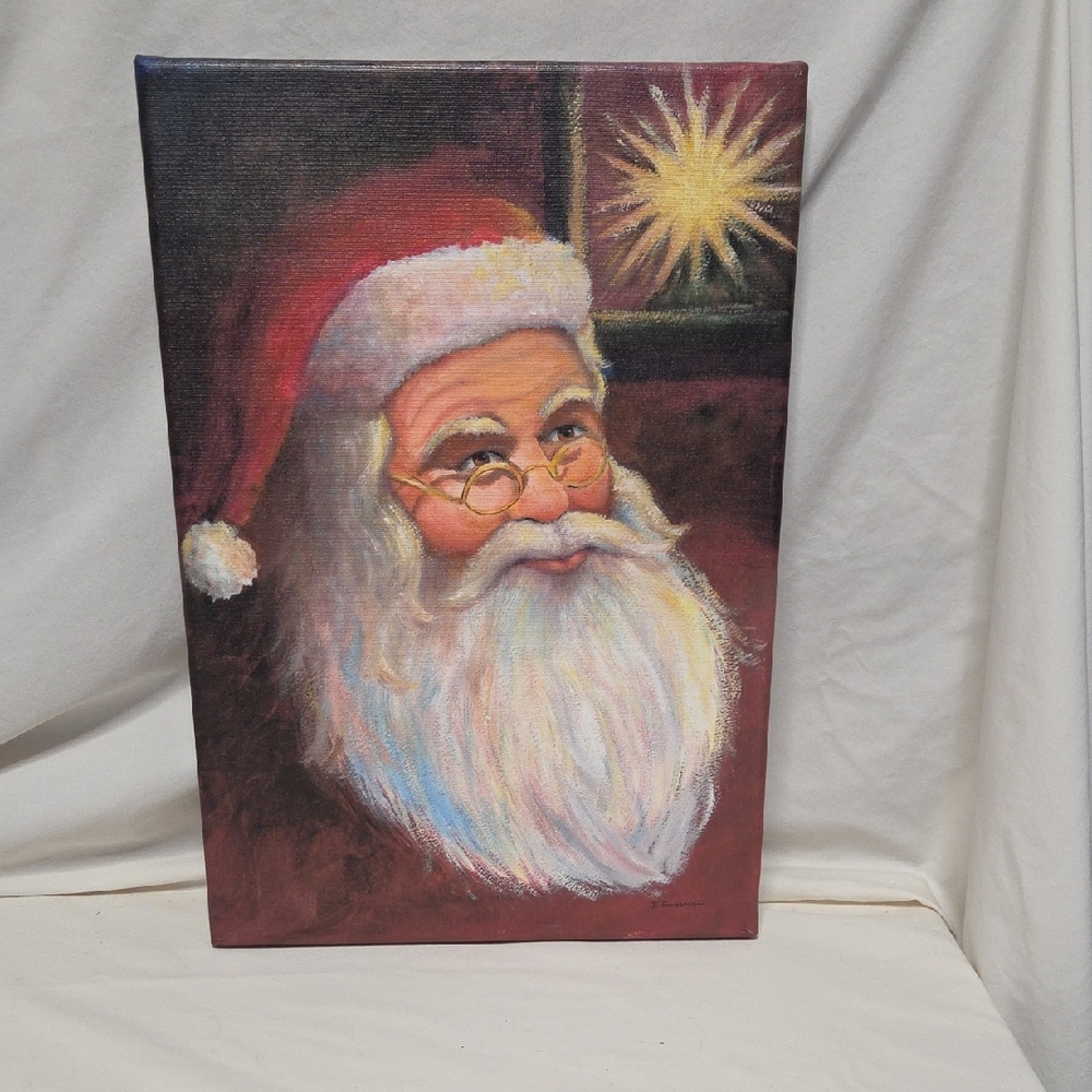 Signed Santa Claus Canvas Art By Janet Goldbach